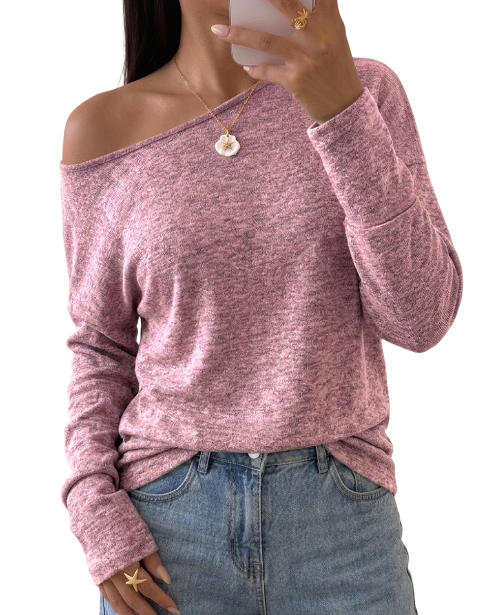 CHICME ESSENCE Couture Women's Casual Batwing Long Sleeve Knit Top