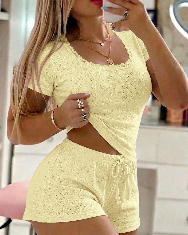 CHICME ESSENCE Sexy Jacquard Shorts Pajama Set For Women