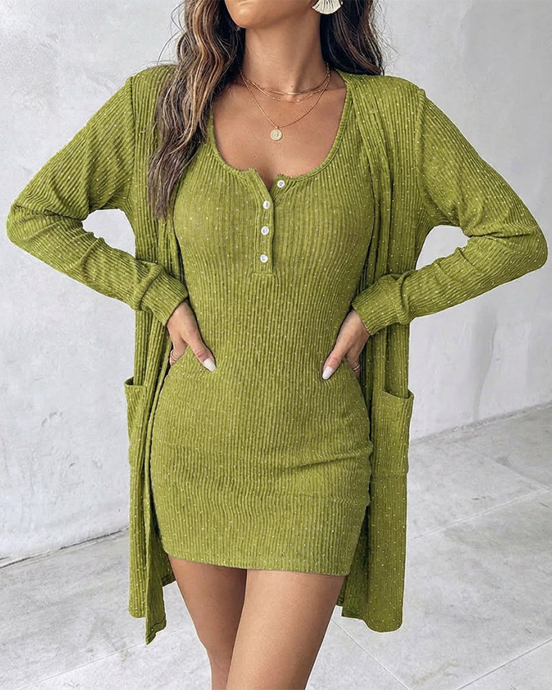 CHICME ESSENCE Women's 2 Piece Outfits Fall Lounge Dress Set