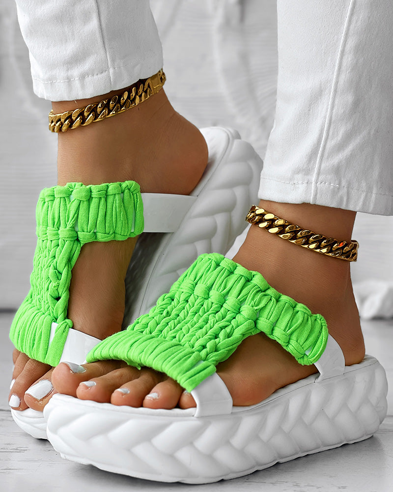 Braided Cutout Round Toe Casual Slippers
