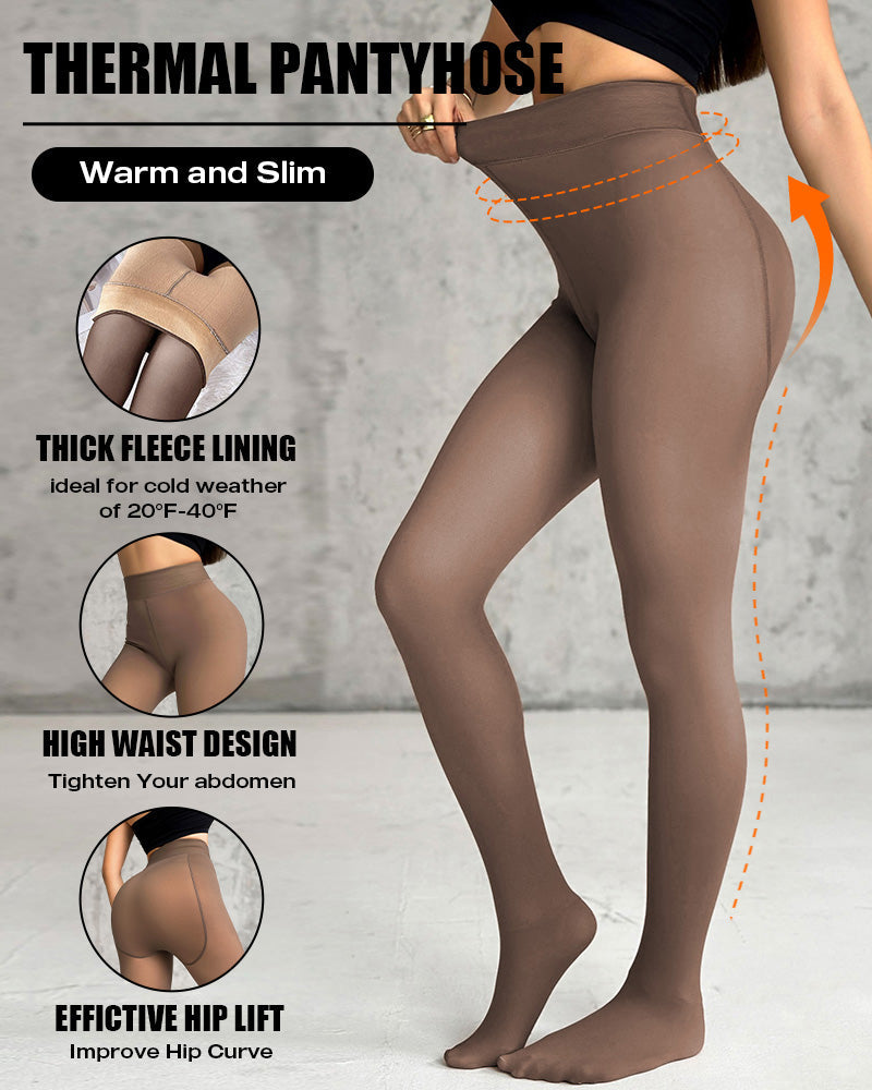 ChicMe ShapeLift 2-Piece Magic Thick Fleece Lined Leggings High Waist Thermal Pantyhose Warm Leggings 3 Shades（Size Regular/Large/Extra Large）