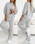Women's 2 Piece Sweatsuit Set Mock Neck Zip Sweatshirt and High Waisted Straight Leg Sweatpants Casual Loungewear
