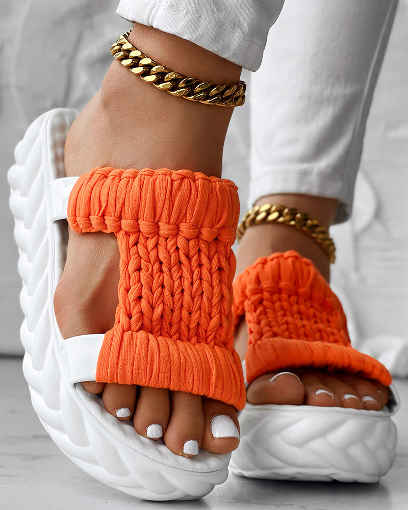 Braided Cutout Round Toe Casual Slippers