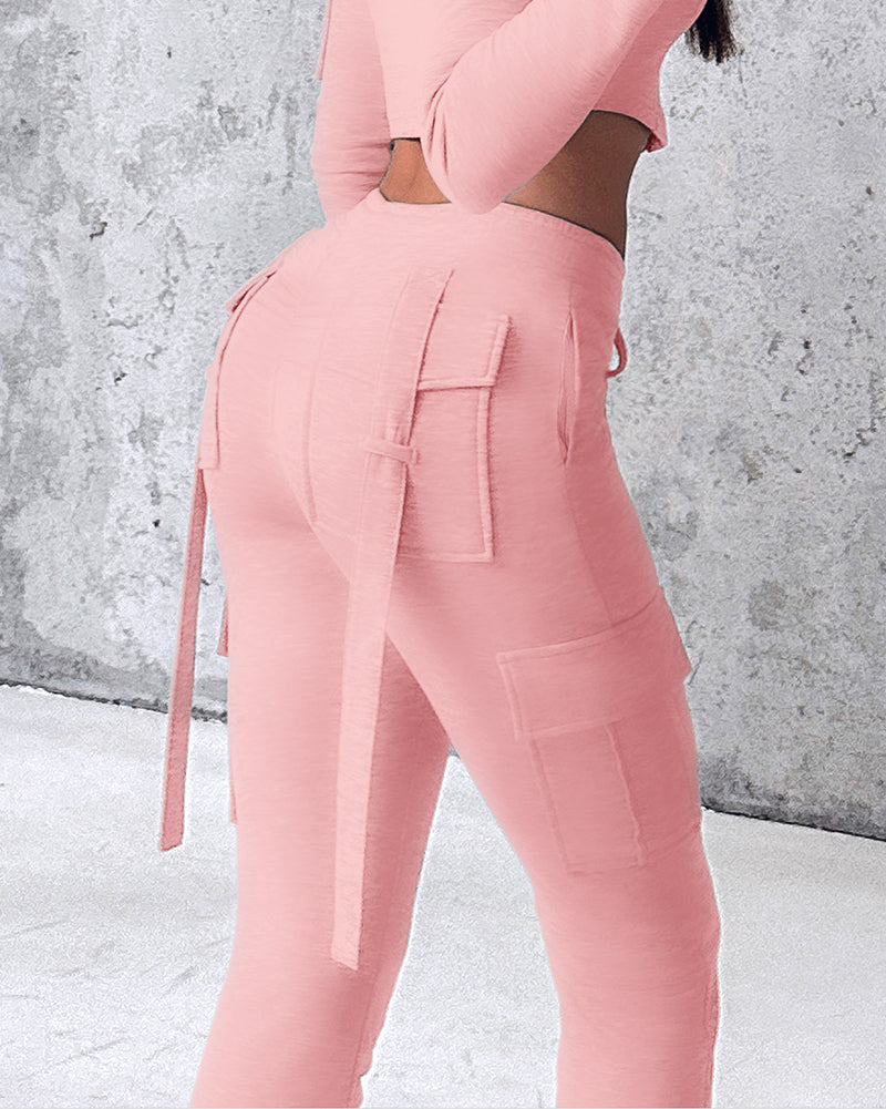 Drawstring Slit Pocket Design Sweatpants