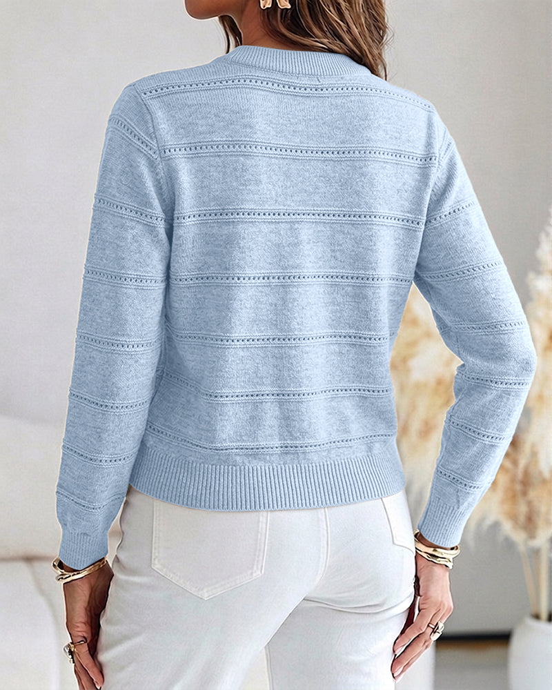 Women's Pearl Beaded Knit Cardigan Elegant Hollow Out Crop Sweater Casual Button Down Coat