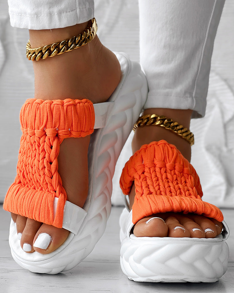 Braided Cutout Round Toe Casual Slippers