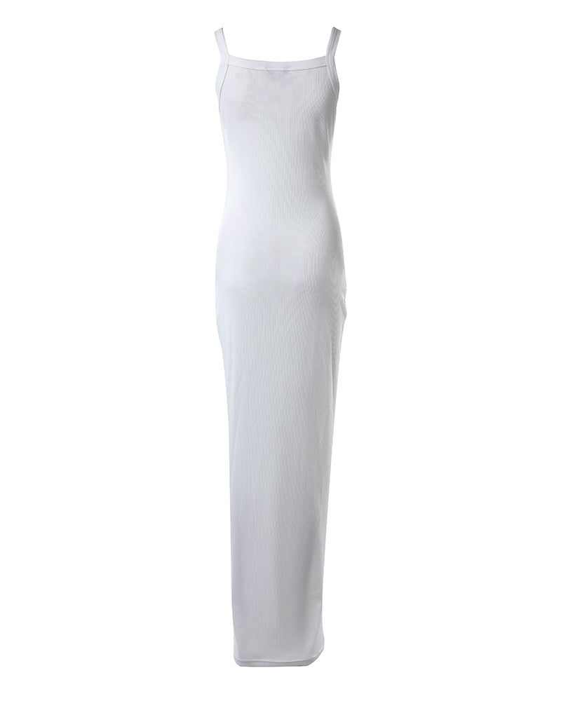 Spaghetti Strap U-Neck Casual Maxi Dress Slim Fit Cami Vacation Dress