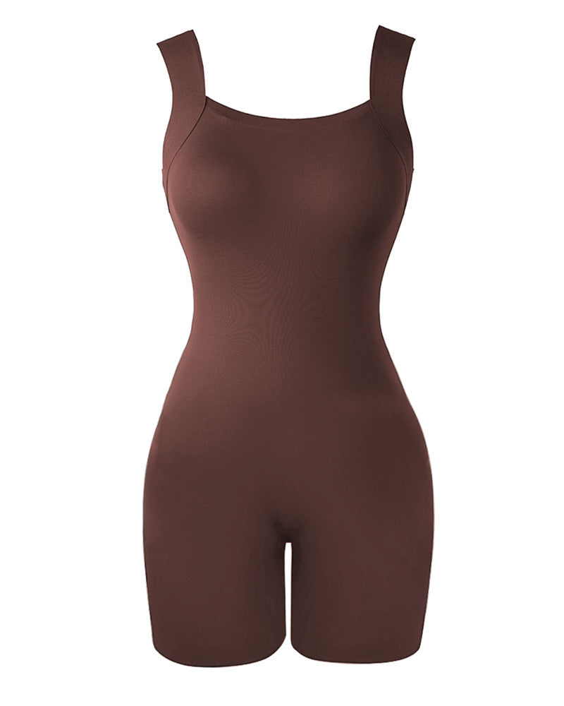 Seamless Square Neck Sleeveless Tank Top Tummy Control Bodysuit Romper