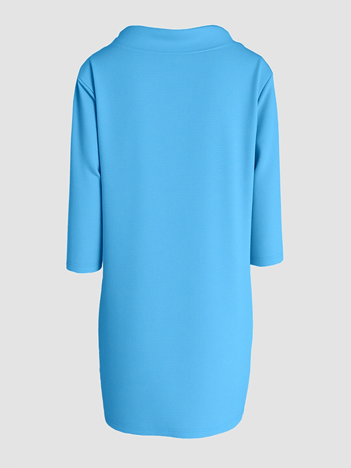 Stand Collar Drawstring Three Quarters Sleeve Casual Sweatshirt Dress
