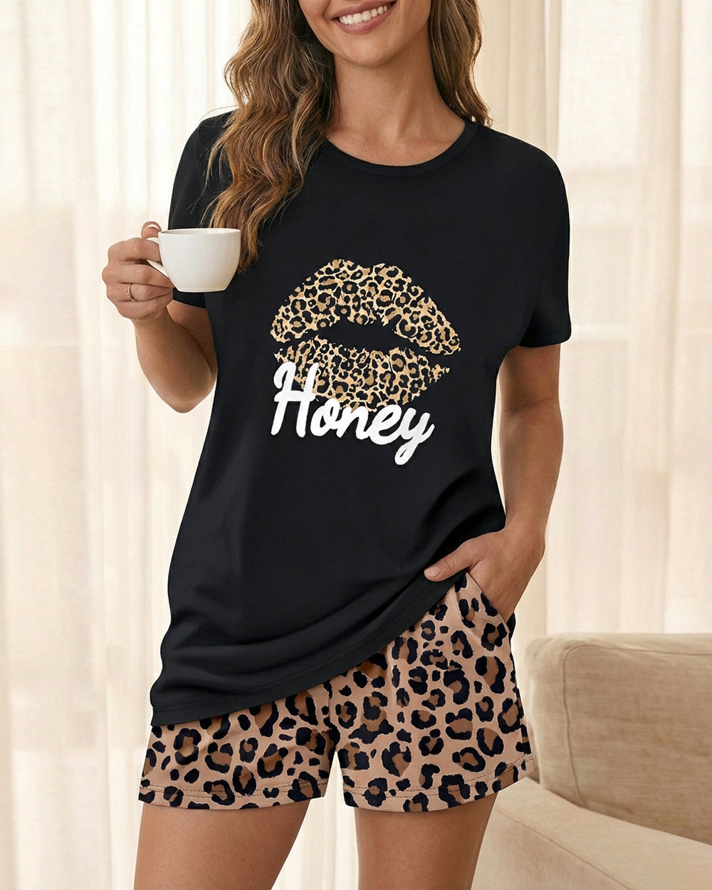 CHICME ESSENCE Pajama Sets for Women 2 Piece Short Sleeve Tops and Soft Shorts Pjs