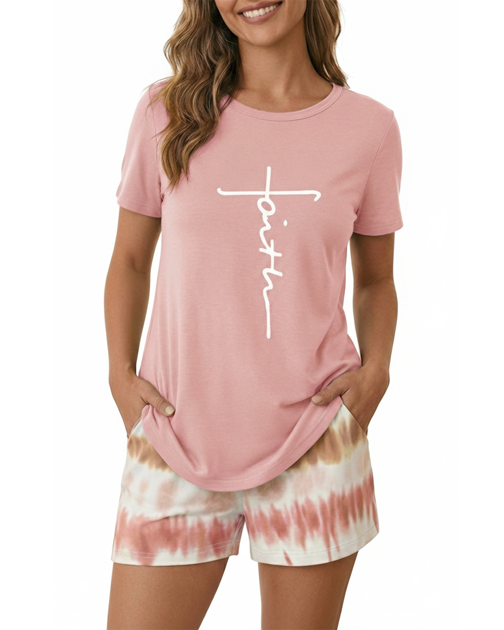 CHICME ESSENCE Pajama Sets for Women 2 Piece Short Sleeve Tops and Soft Shorts Pjs