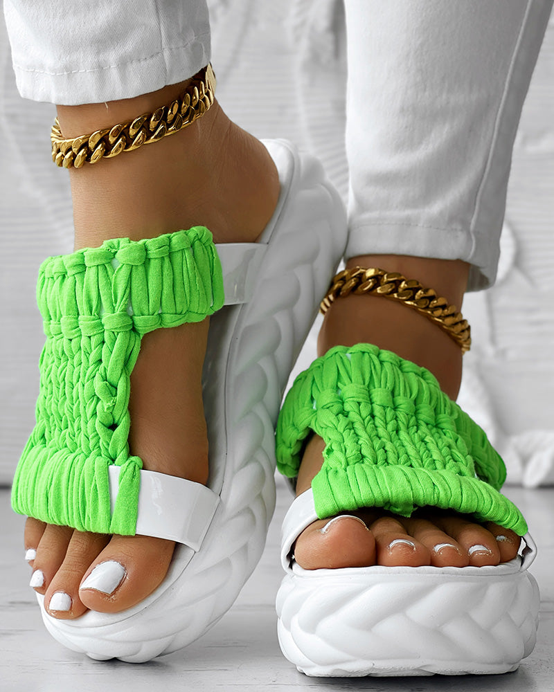 Braided Cutout Round Toe Casual Slippers