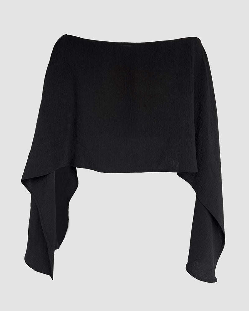 Women's Off Shoulder Convertible Crop Top Casual Multi Wear Slit Blouse with Bandeau