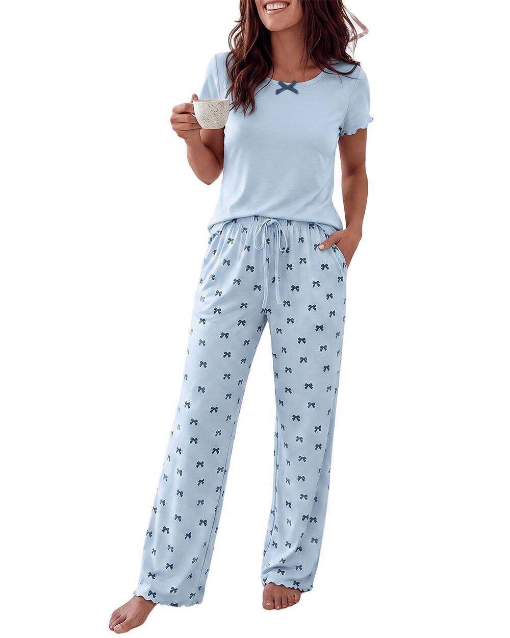 CHICME ESSENCE Womens Pajama Sets 2 Piece Loose Pants Pj Set