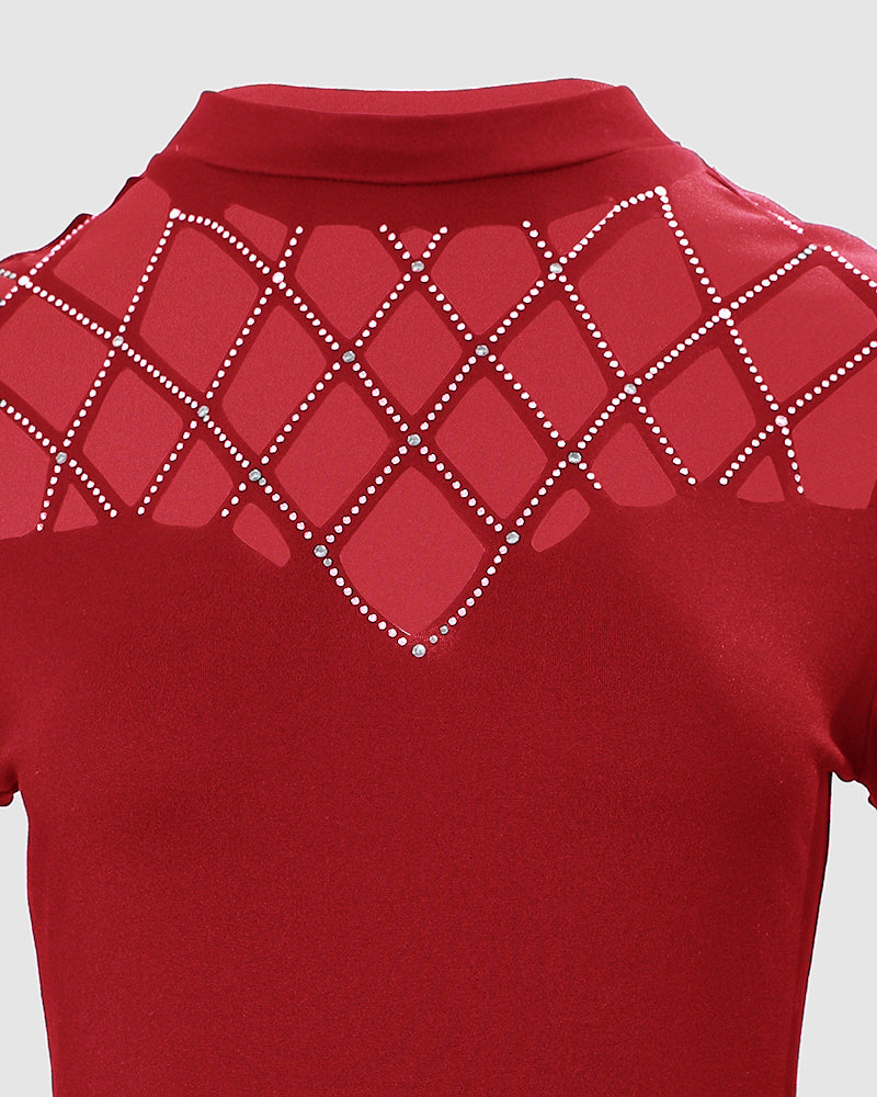 Rhinestone Hollow Out Cold Shoulder Long Sleeve Top Casual Tee