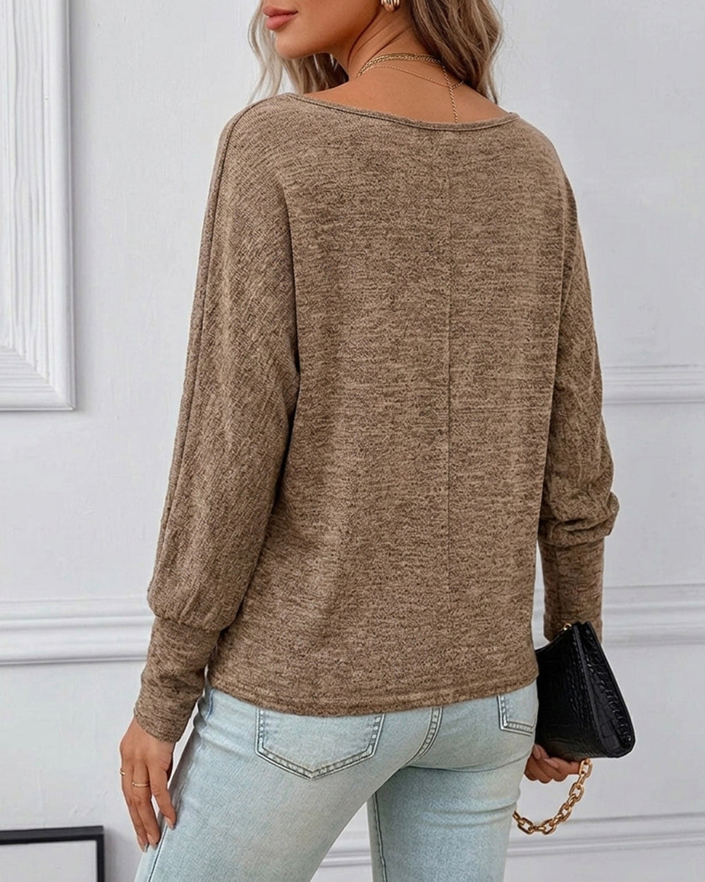 CHICME ESSENCE Couture Women's Casual Batwing Long Sleeve Knit Top