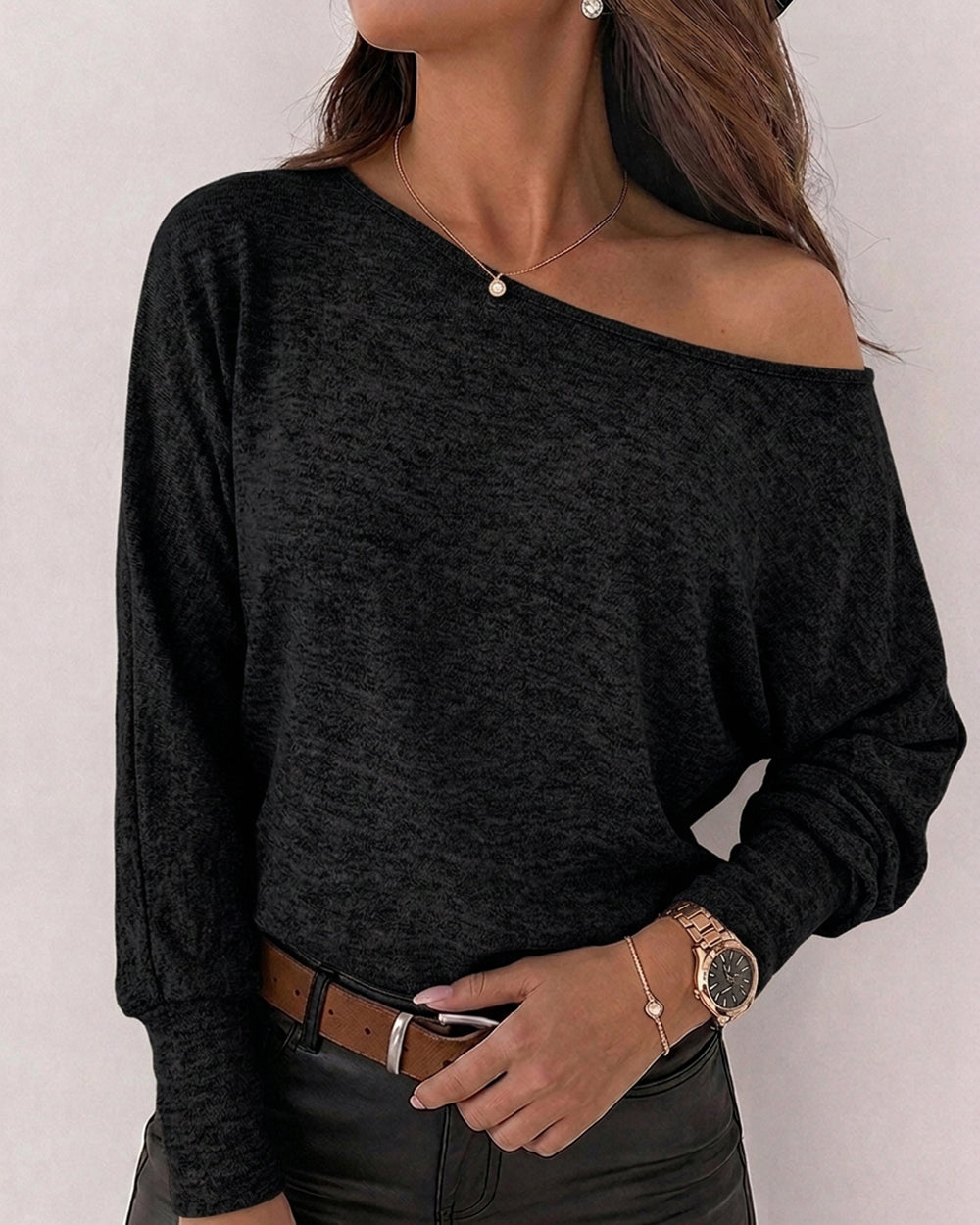 CHICME ESSENCE Couture Women's Casual Batwing Long Sleeve Knit Top