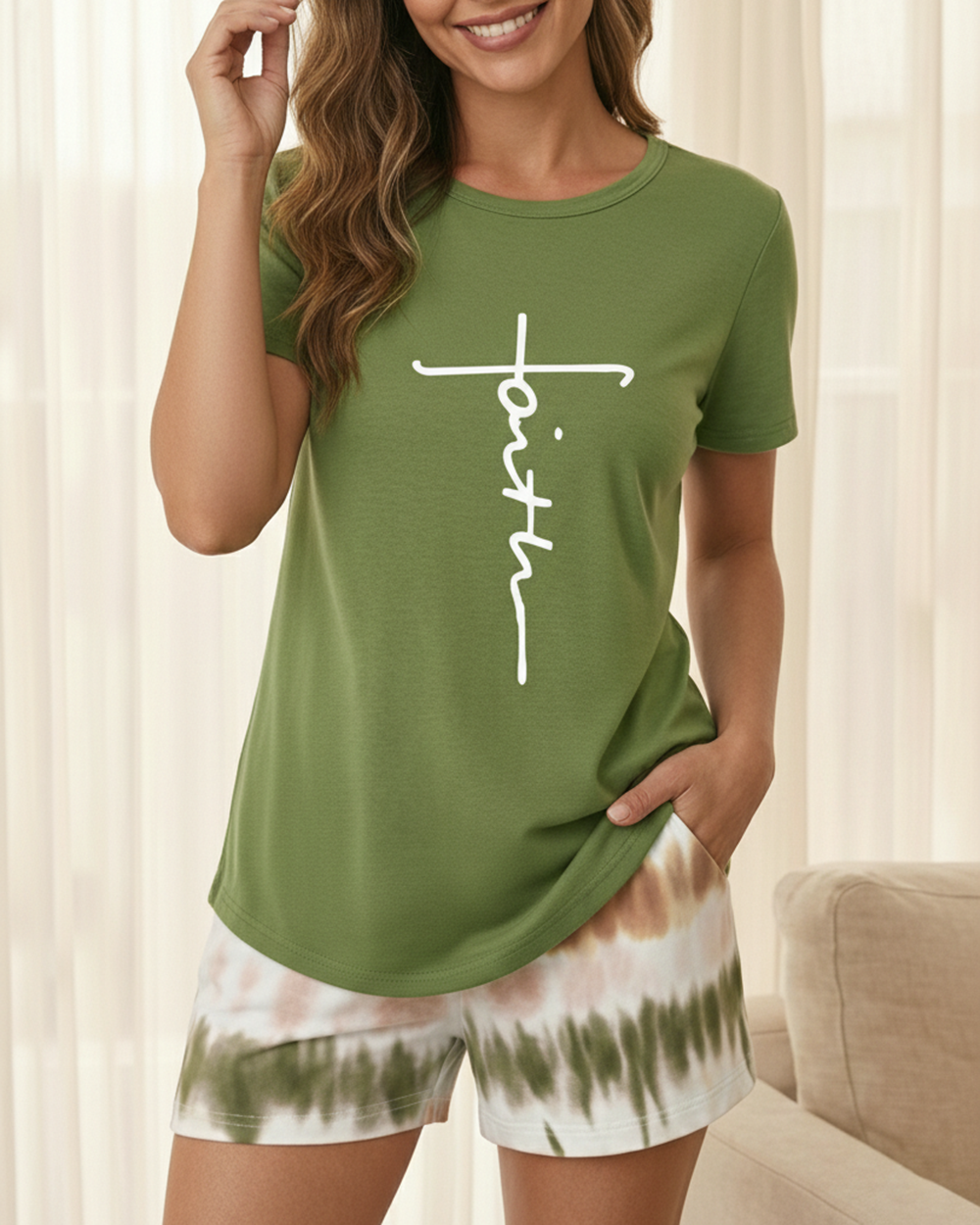 CHICME ESSENCE Pajama Sets for Women 2 Piece Short Sleeve Tops and Soft Shorts Pjs