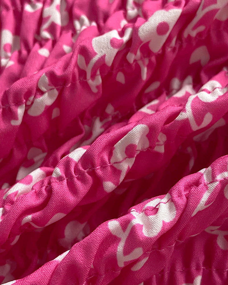 Women's Ditsy Floral Deep V Neck Shirred Sundress Sexy Tie Strap Backless Ruched Bodycon Cami Mini Dress