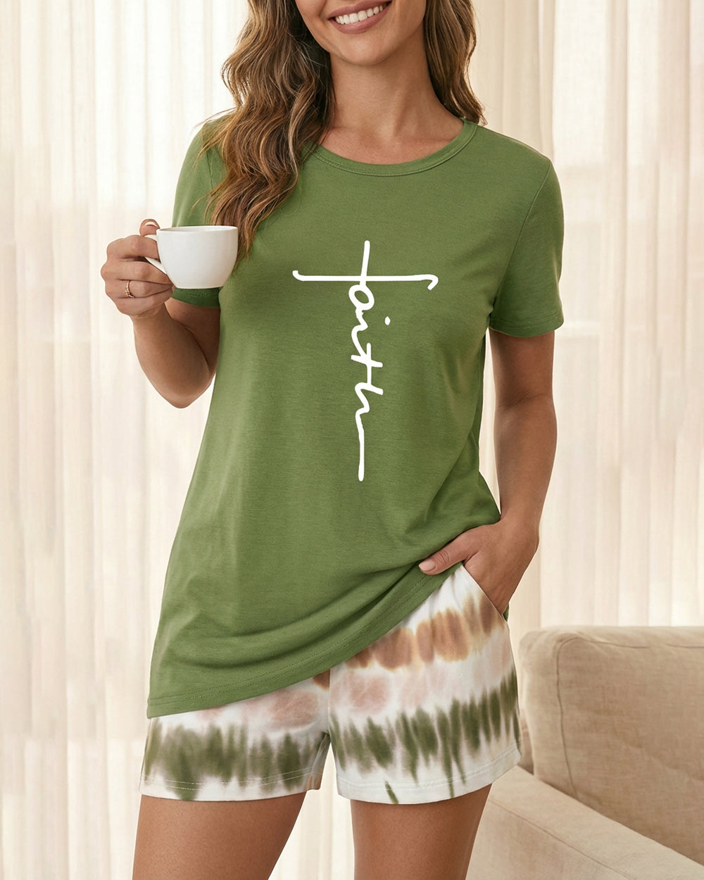 CHICME ESSENCE Pajama Sets for Women 2 Piece Short Sleeve Tops and Soft Shorts Pjs