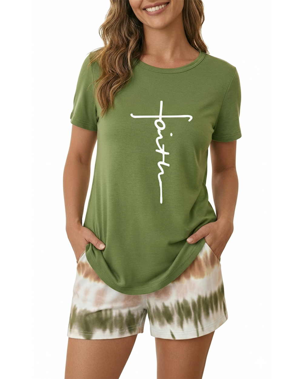 CHICME ESSENCE Pajama Sets for Women 2 Piece Short Sleeve Tops and Soft Shorts Pjs