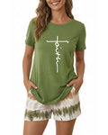 CHICME ESSENCE Pajama Sets for Women 2 Piece Short Sleeve Tops and Soft Shorts Pjs