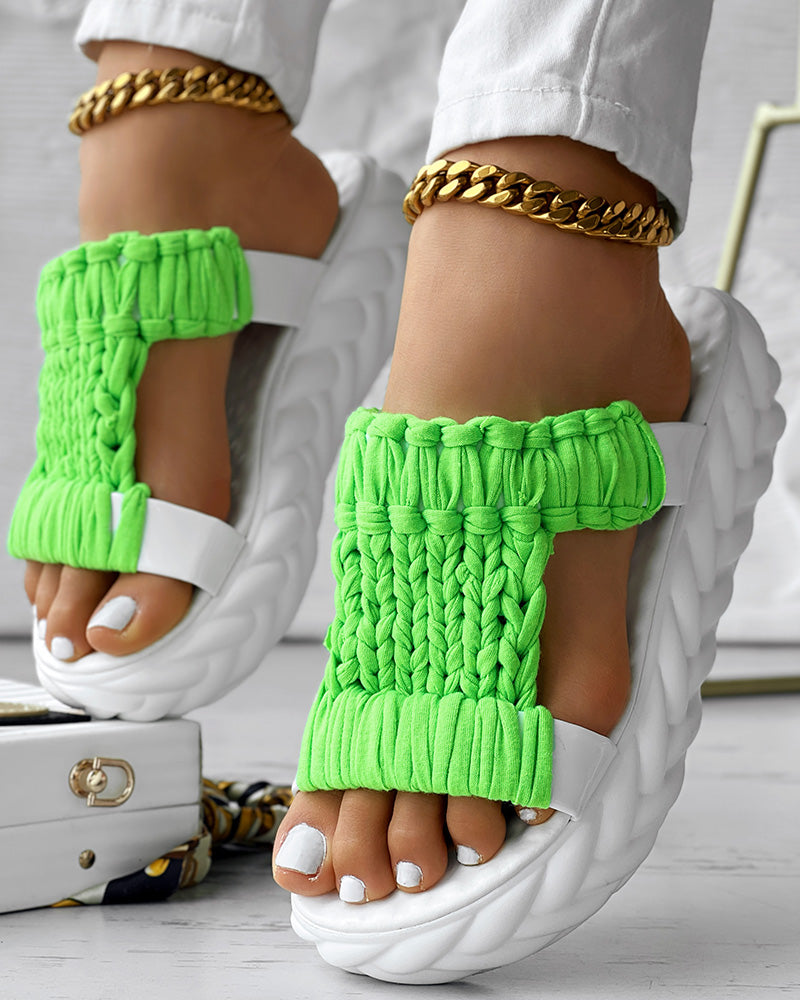 Braided Cutout Round Toe Casual Slippers
