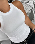 Plus Size Ribbed Round Neck Sleeveless Slim Fit Tank Basic Casual Top
