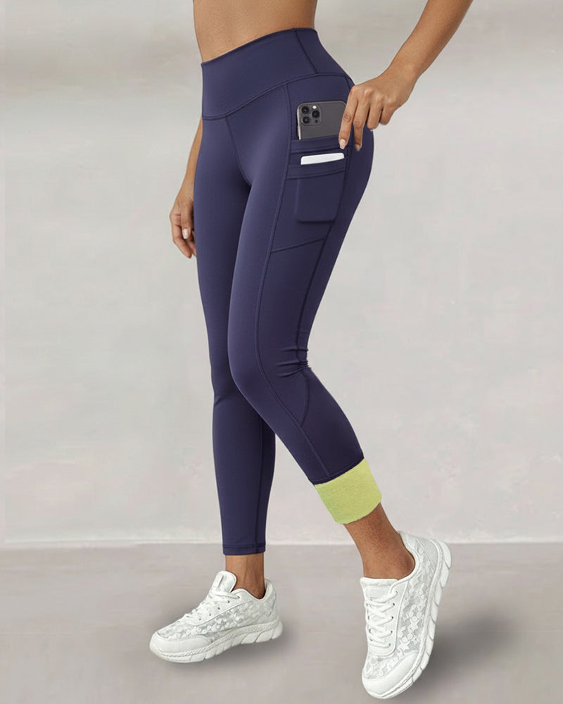 Winter Warm High Waisted Workout Athletic Leggings Tummy Control Butt Lifting Ultra Soft Thermal Lined Yoga Pants Women's Sportswear with Stacked Slit Pockets On Side
