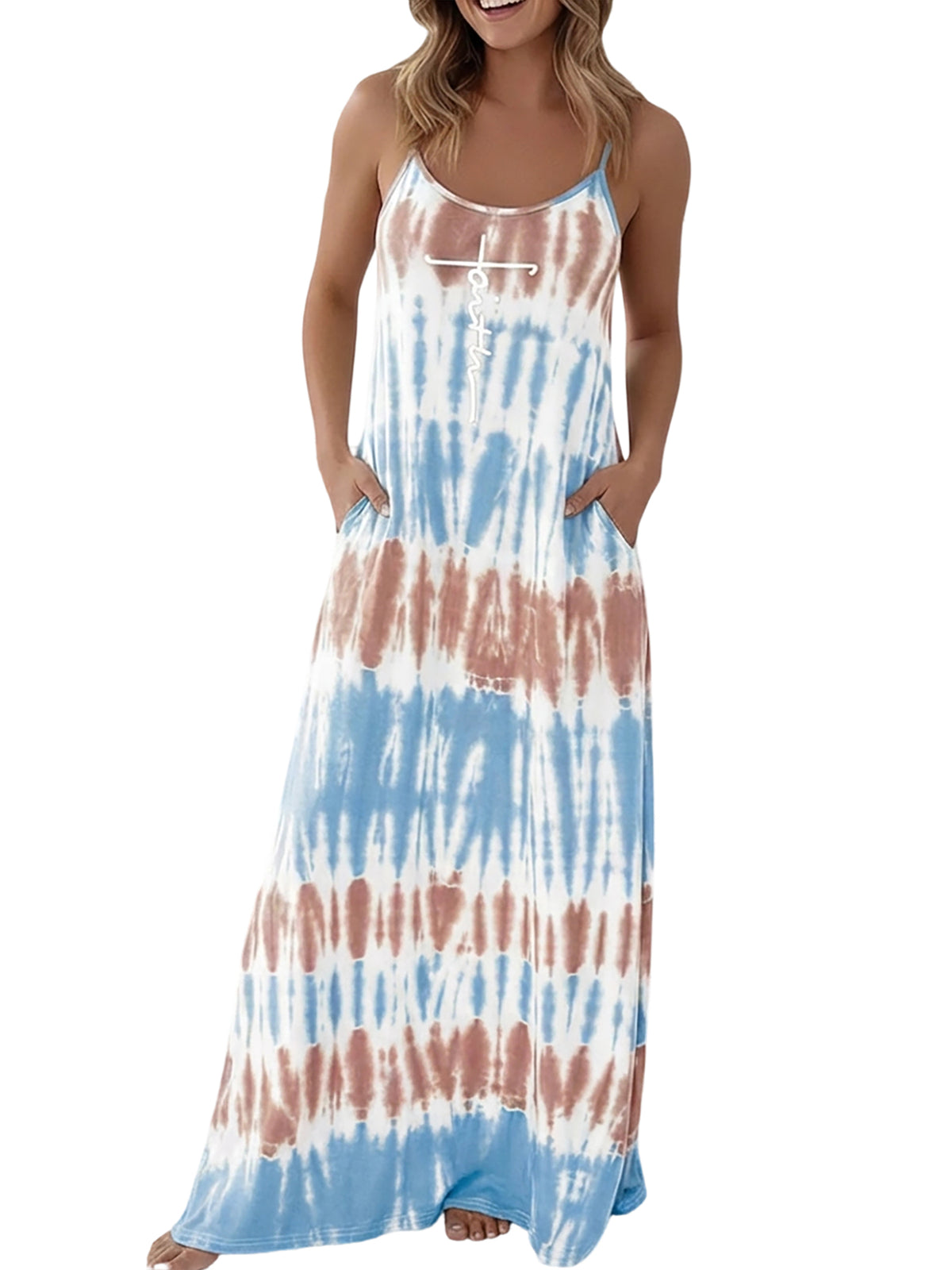 CHICME ESSENCE Womens Nightgown Sleeveless Lounge Dress with Pockets