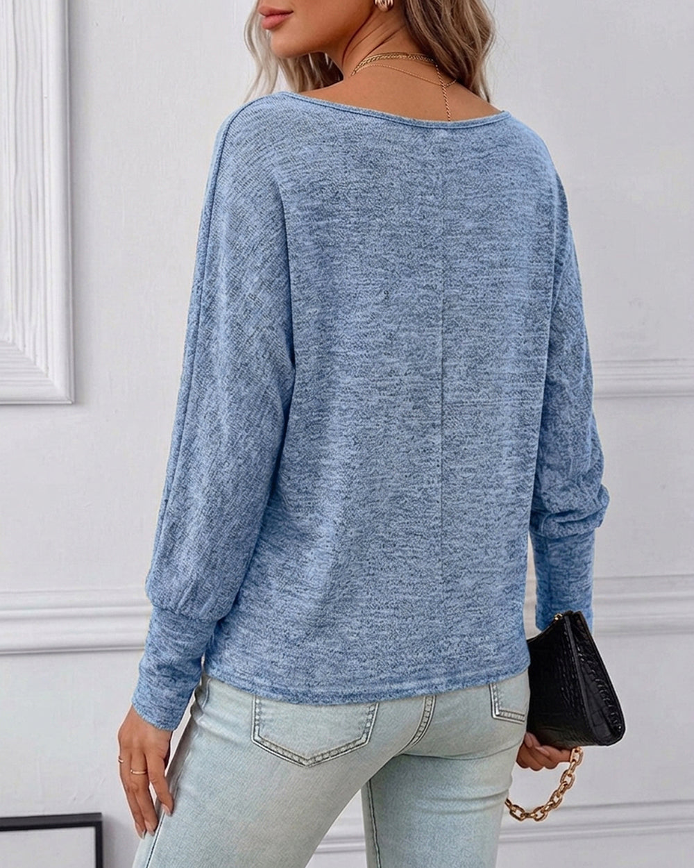 CHICME ESSENCE Couture Women's Casual Batwing Long Sleeve Knit Top