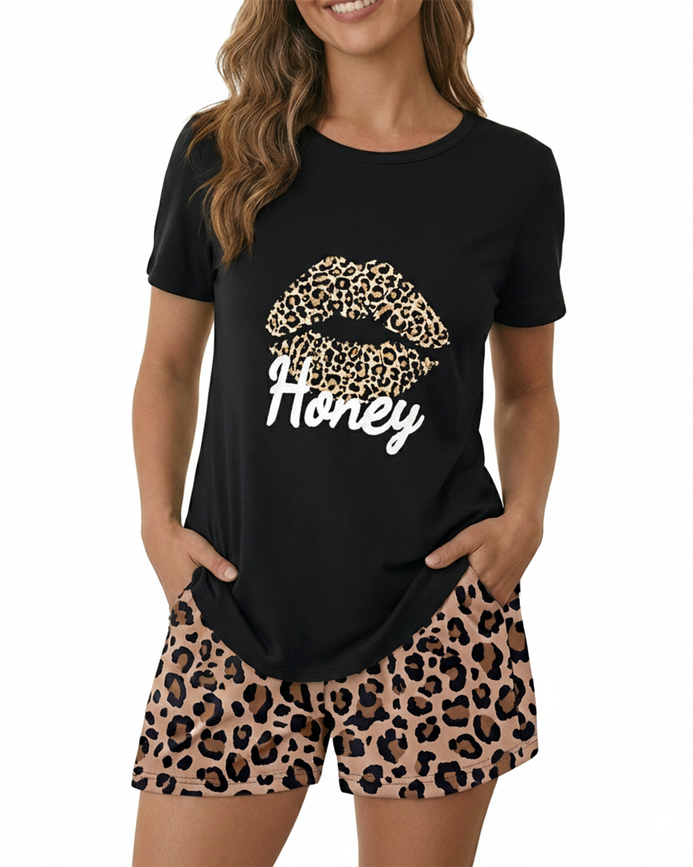 CHICME ESSENCE Pajama Sets for Women 2 Piece Short Sleeve Tops and Soft Shorts Pjs