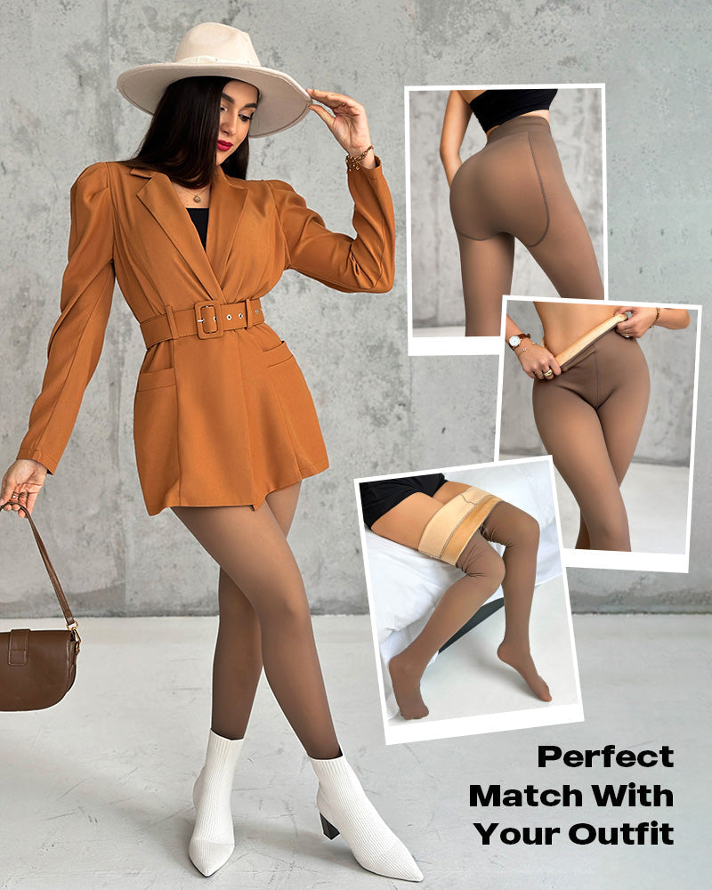 ChicMe ShapeLift 2-Piece Magic Thick Fleece Lined Leggings High Waist Thermal Pantyhose Warm Leggings 3 Shades（Size Regular/Large/Extra Large）