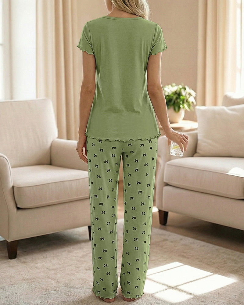 CHICME ESSENCE Womens Pajama Sets 2 Piece Loose Pants Pj Set