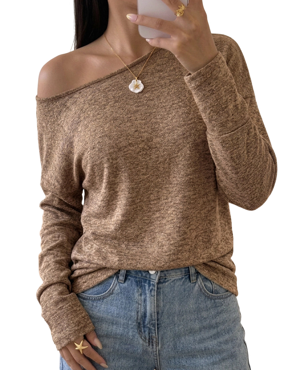 CHICME ESSENCE Couture Women's Casual Batwing Long Sleeve Knit Top