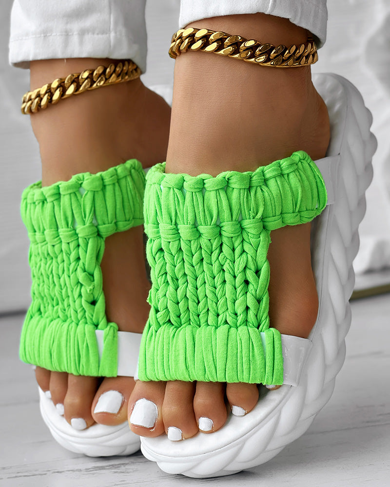 Braided Cutout Round Toe Casual Slippers