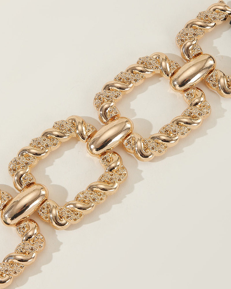 Chain Decor Buttoned Waist Belt Fashion Elastic Stretch Dress Belt Waistband