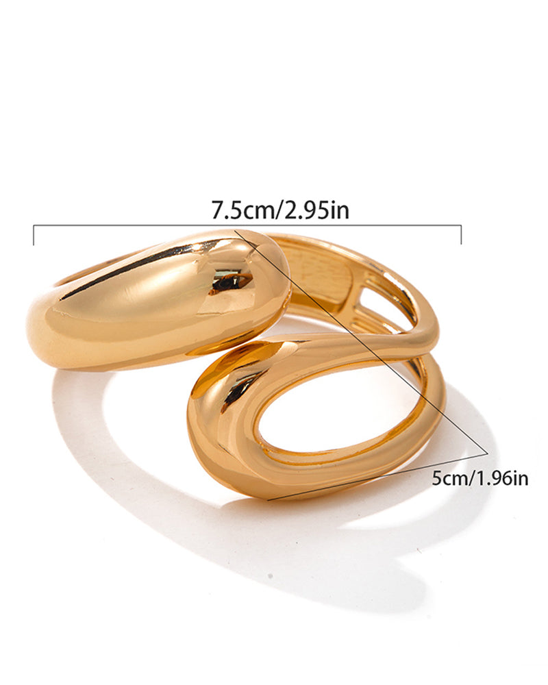 Chunky Open Bangle Bracelet Wide Wire Irregular Minimalist Jewelry