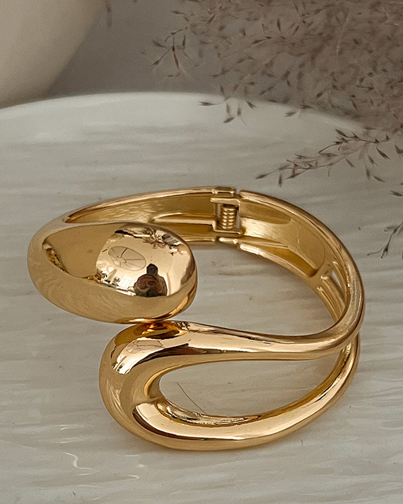 Chunky Open Bangle Bracelet Wide Wire Irregular Minimalist Jewelry