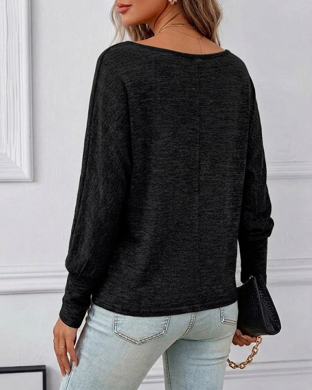 CHICME ESSENCE Couture Women's Casual Batwing Long Sleeve Knit Top