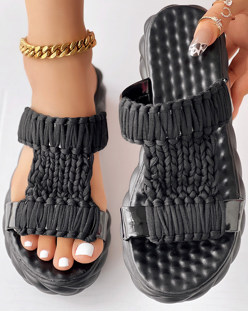 Braided Hollow Out Slippers Summer Sandals