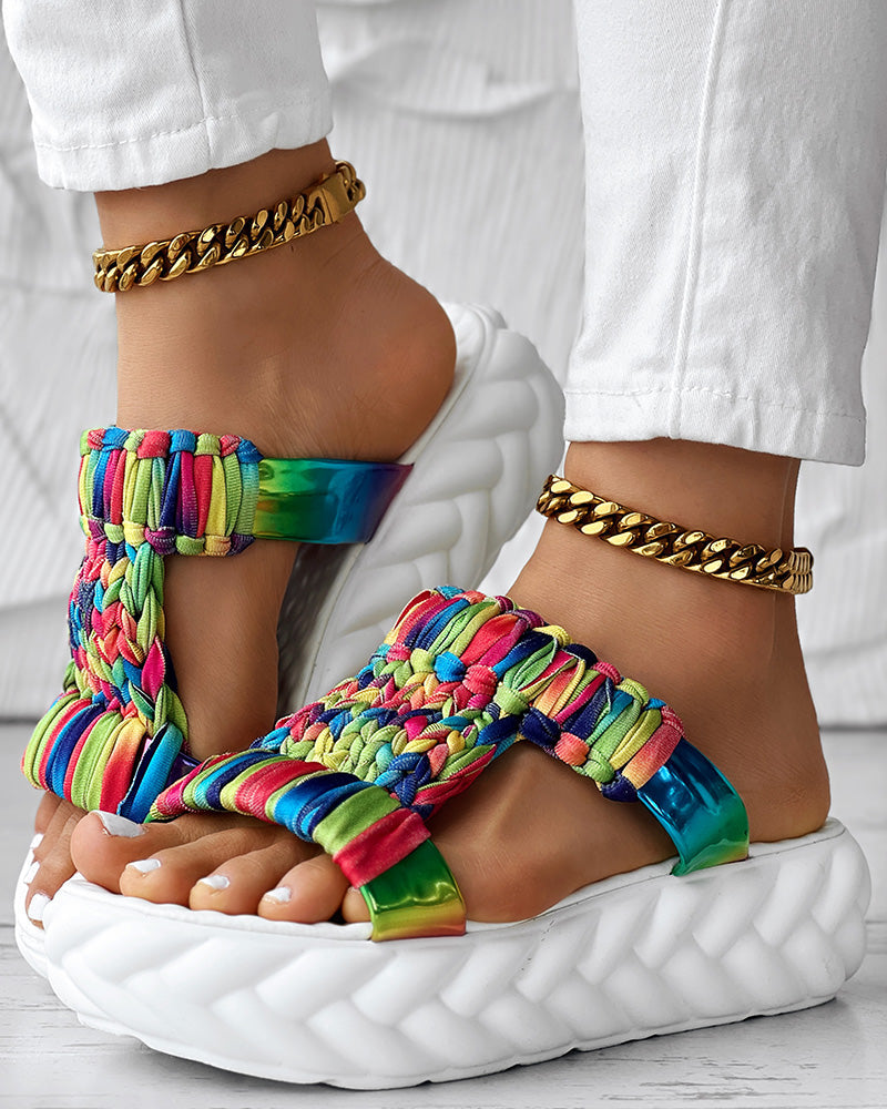 Braided Cutout Round Toe Casual Slippers