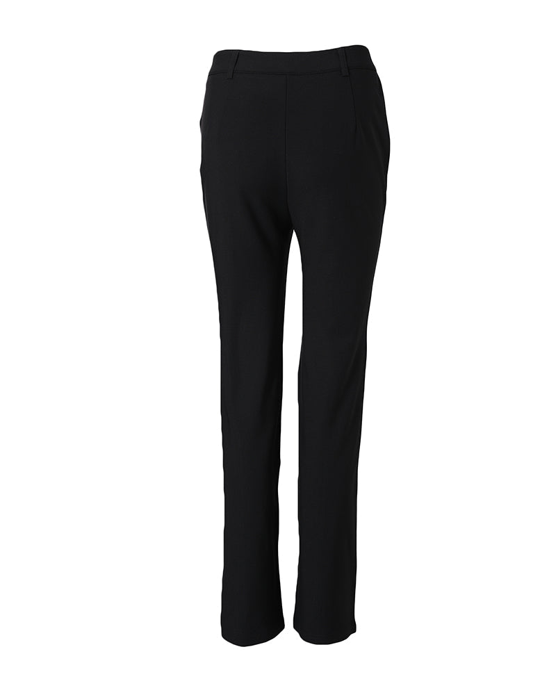 Zipper Fly High Waist Straight Leg Work Trousers Casual Elastic Back Waist Seam Front Business Pants