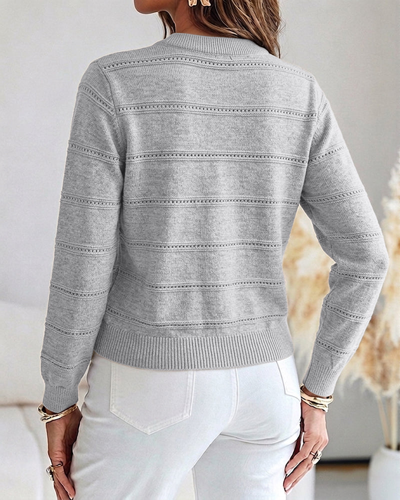Women's Pearl Beaded Knit Cardigan Elegant Hollow Out Crop Sweater Casual Button Down Coat