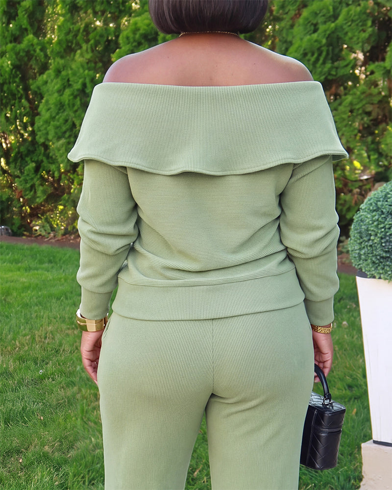 Women's 2 Piece Ribbed Lounge Set Half Zip Long Sleeve Sweatshirt and Straight Leg Pants Casual Sweatpants Set