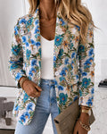 Women's Vintage Floral Jacquard Blazer Elegant Single Breasted Lapel Collar Coat
