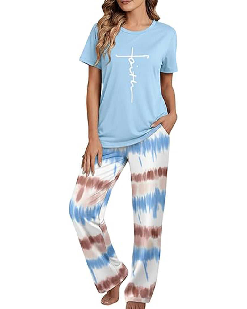 CHICME ESSENCE Womens Print Pajamas Sets with Pockets