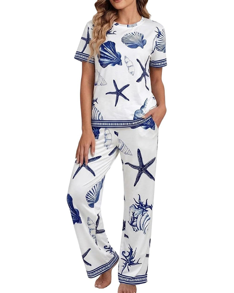 CHICME ESSENCE Womens Print Pajamas Sets with Pockets
