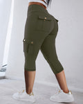 Butt Lifting Biker Capris Leggings High Waist Flap Pocket Workout Capris Gym Pants
