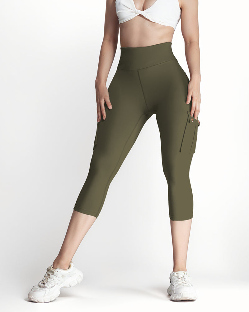 Butt Lifting Biker Capris Leggings High Waist Flap Pocket Workout Capris Gym Pants